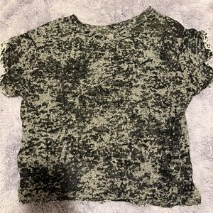 Cloth & Stone Black and Cream Short Sleeve Top